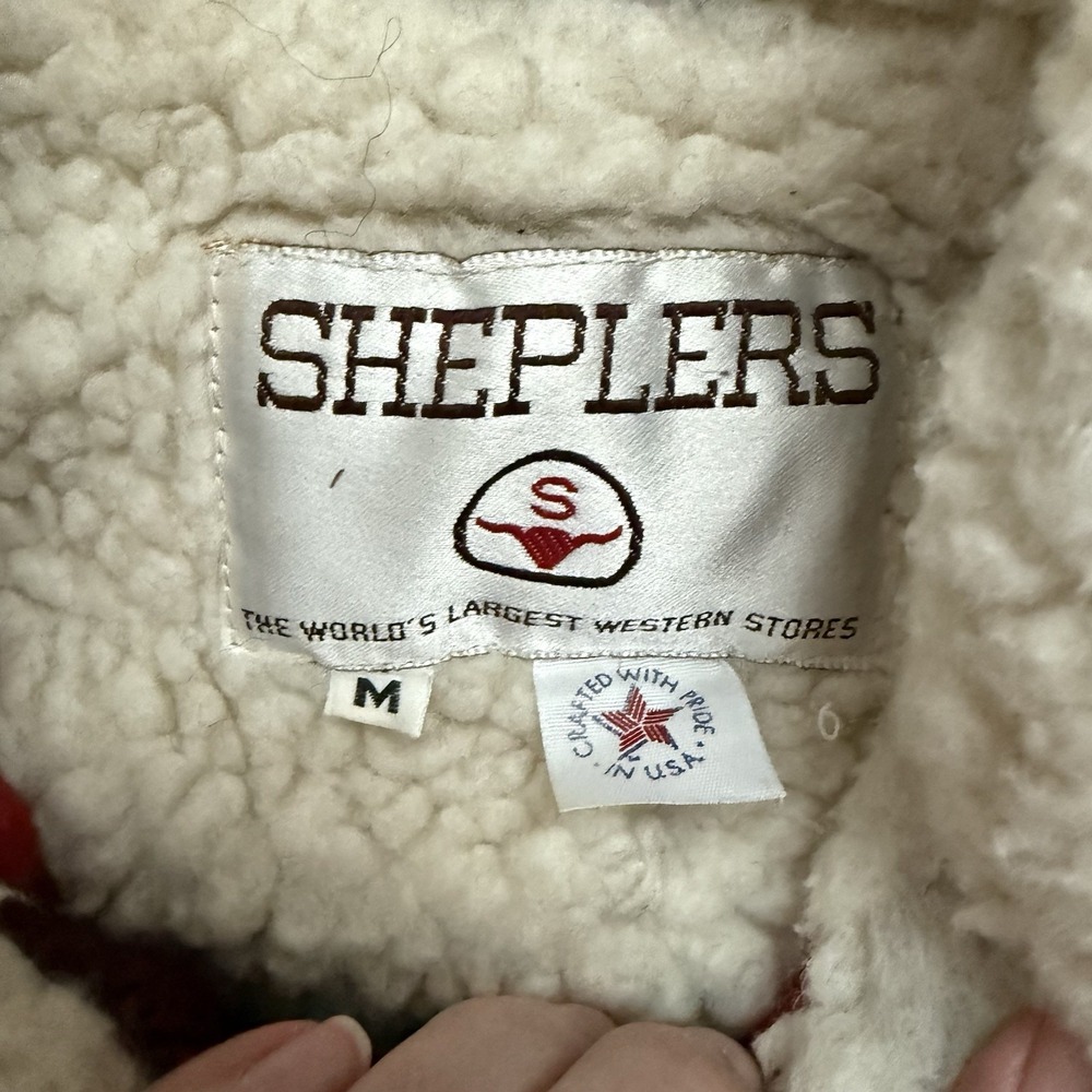 Shepherd Western Buffalo Plaid Vest Sherpa Lined Mens Medium Made In USA Vintage - Picture 2 of 9